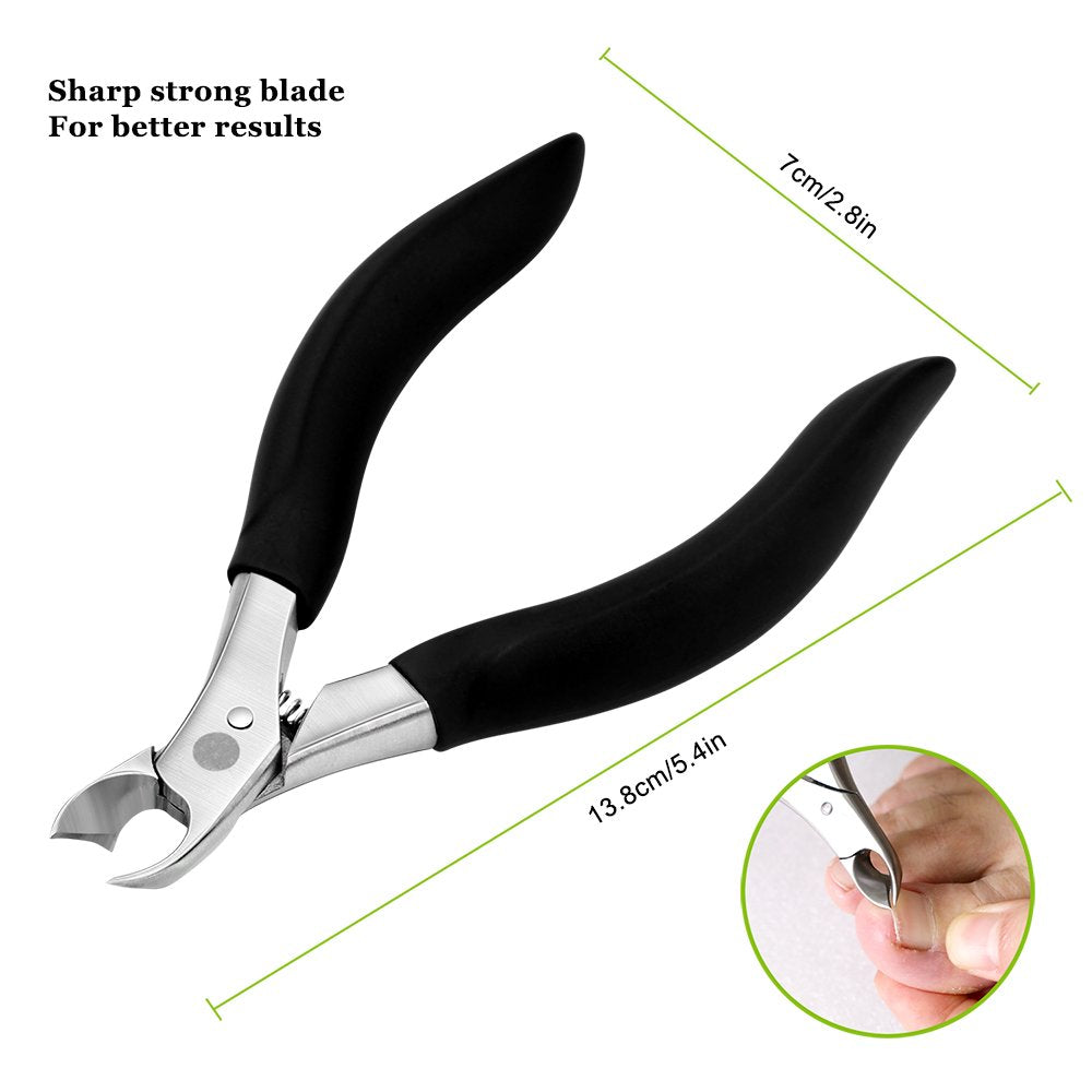 BEZOX Toenail Clippers for Thick or Ingrown Nails - Heavy Duty Stainless Steel Soft Grip Toe Nail Cutters - Olecranon Short